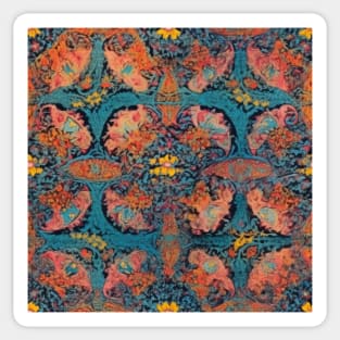 Mystical Tapestry: Vintage Indian Rug Reverie Sticker